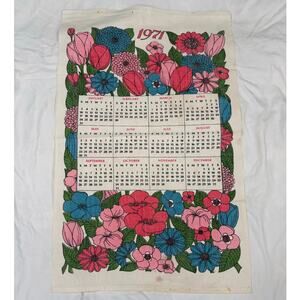 Vintage 1971 Calendar Linen Tea Towel